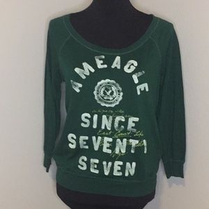 AEO 3/4 Sleeve Tee Medium Dark Green